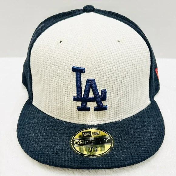 New Era Los Angeles Dodgers Thermal Front 59FIFTY Fitted Hat Cap 7 5/8 Blue MLB - Picture 2 of 5